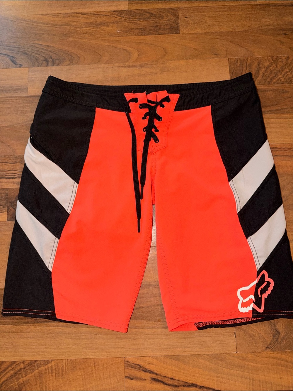 Fox Men’s Neon Red and Black Swim Board Shorts
